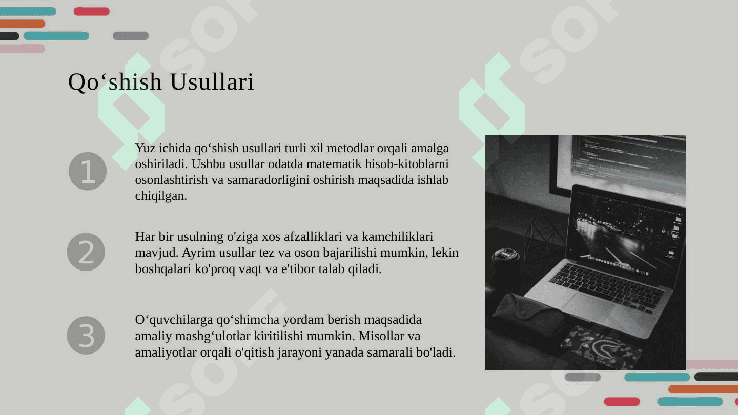 Yuz ichida qoʻshish va ayirishni oʻrgatish metodikasi 4