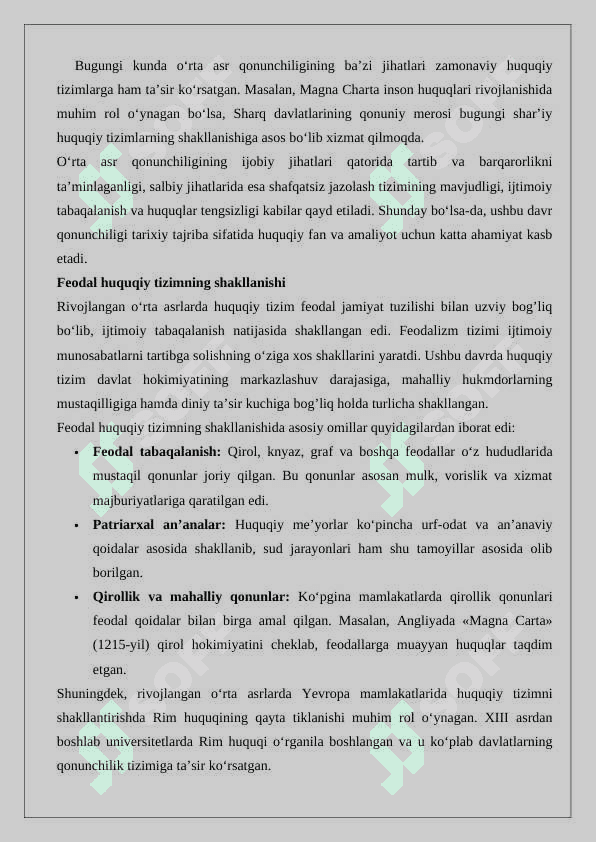 Rivojlangan o‘rta asrlarda qonunchilik munosabatlari 4