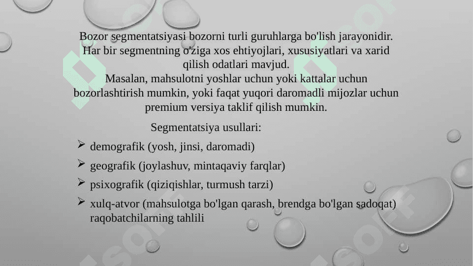 Bozorni baholash. Chegaraviy narx. Narxni belgilash usuli 6