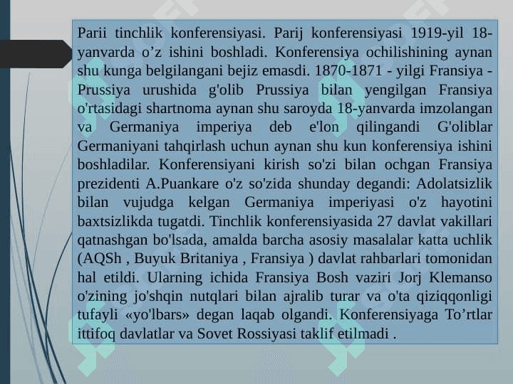 Urushdan keyingi dunyo tuzilmasi masalalarida Yevropa mamlakatlari, Rossiya va AQShning pozitsiyasi (Versal-Vashington davri 1919-1939) 2