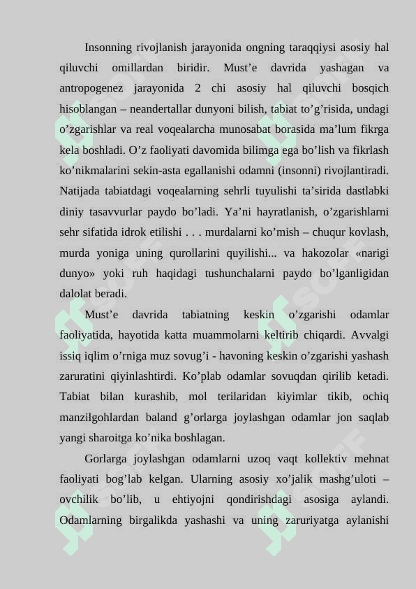 O‘rta paleolit davri ( Must’e davri madaniyati ) 3