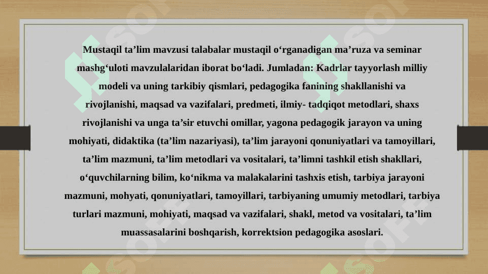 Mustaqil ta'limning maqsadi, vazifasi. Mustaqil ta'lim turlari 2