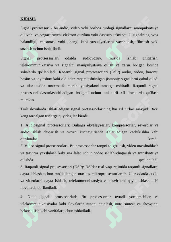 Signal protsessorni tuzilishi, qurilmalari, ishlash tartibi 3