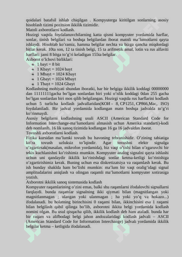 Axborotlarni kodlash va dеkodlash. 4