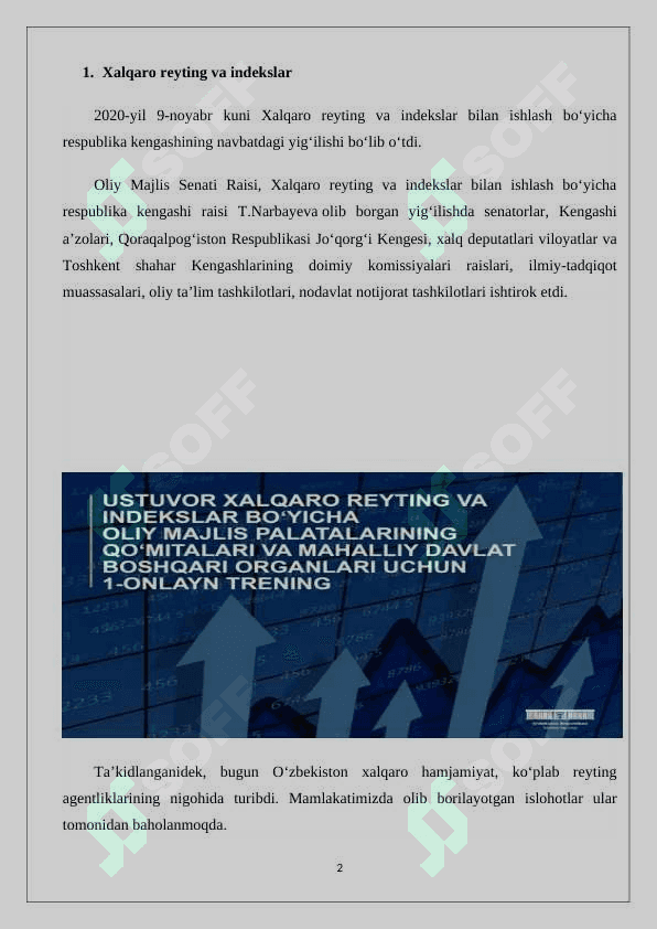 SIYOSIY-HUQUQIY SOHADAGI USTUVOR XALQARO REYTINGLAR VA ULARGA O’ZBEKISTONNING INTEGRATSIYALASHUVI 2