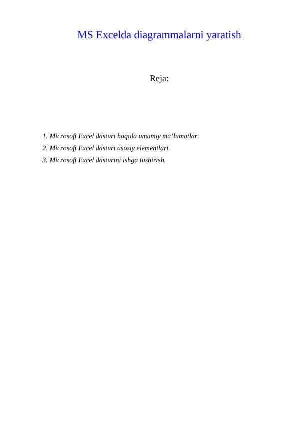 MS Excelda diagrammalarni yaratish 1
