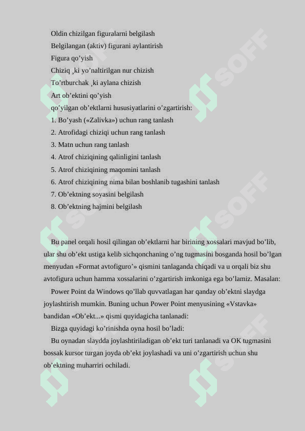 Office dasturlari yordamida axborotlarni qayta ishlash. (Word, MS Excel, Power Point) 4