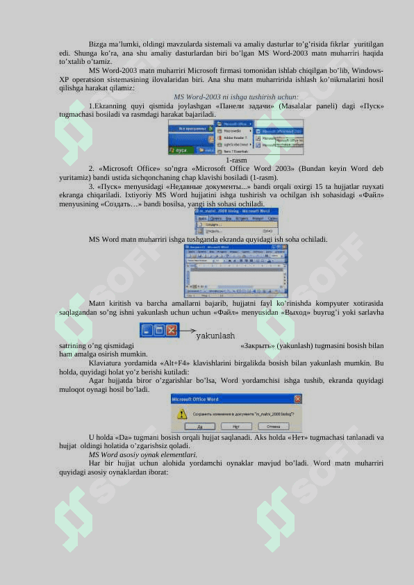 Word matn muxarririda xujjatlarni taxrirlash. (Pravka menyusi) 2