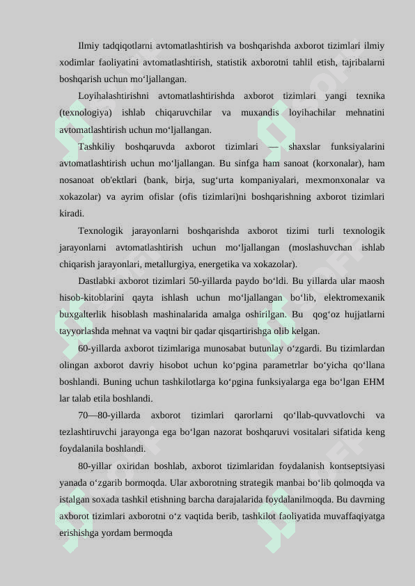 Axborot tizimlarining tuzilishi. 4