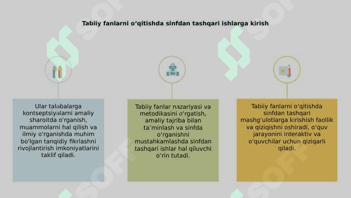 Tabiiy fanlar nazariyasi va metodikasini o‘qitishda sinfdan va maktabdan tashqari ishlar.  Tabiiy fanlar nazariyasi va metodikasini o‘qitishda sinfdan va maktabdan tashqari ishlarning ahamiyati 3
