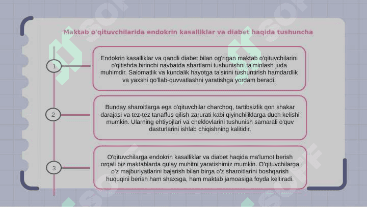 Ichki sekretsiya bezlari kasalliklari qandli diabet bilan ogʻrigan maktab oʻquvchilari bilan mashgʻulot oʻtish tamoyillari 2