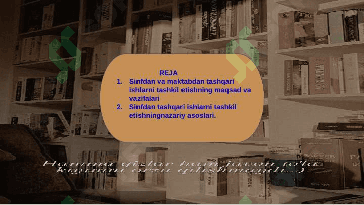 BOʻLAJAK O'QITUVCHILARNI SINFDAN TASHQARI.        ISHLARNI TASHKIL ETISHGA YO’NALTIRIRISH 2