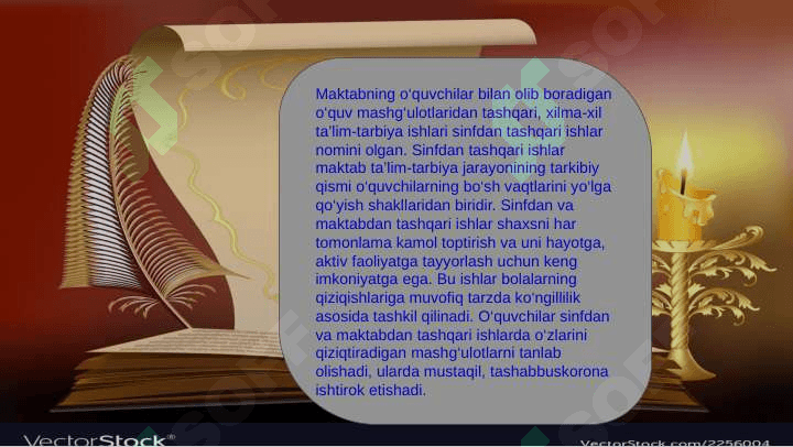 BOʻLAJAK O'QITUVCHILARNI SINFDAN TASHQARI.        ISHLARNI TASHKIL ETISHGA YO’NALTIRIRISH 4