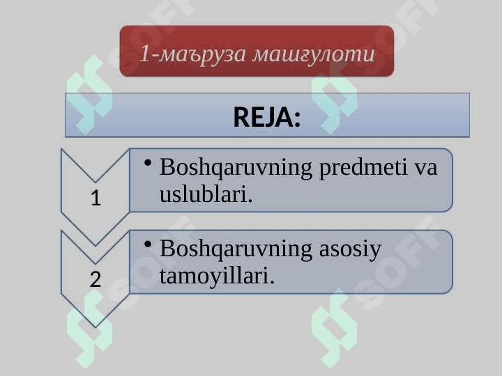BOSHQARUVNING MOHIYATI, PREDMETI VA USLUBI. 2