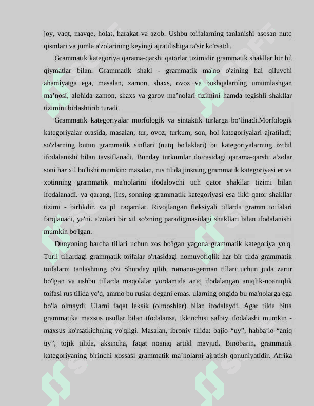 O'zbak tilining grammatik kategoriyalari 7