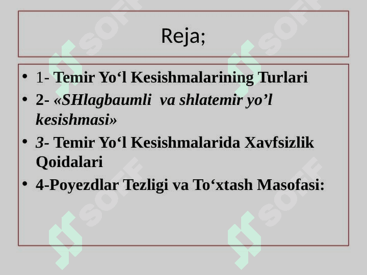 TEMIR YO'L KESISHMALARI ORQALI XARAKATLANISH  OCHIQ DARS ISHLANMASI 2