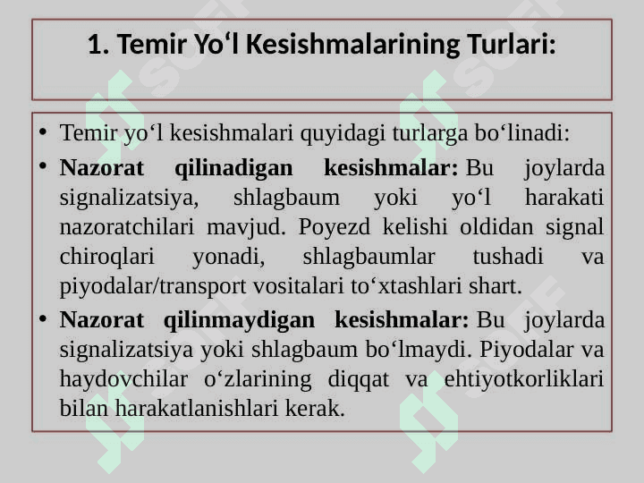 TEMIR YO'L KESISHMALARI ORQALI XARAKATLANISH  OCHIQ DARS ISHLANMASI 4