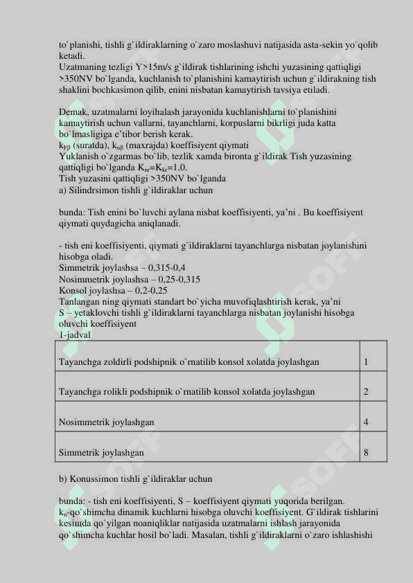 Tishli g‘ildiraklarning yemirilish turlari 8