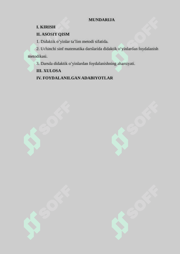 3 sinf matematika darslarida didaktik o‘yinlardan foydalanish metodikasi 2