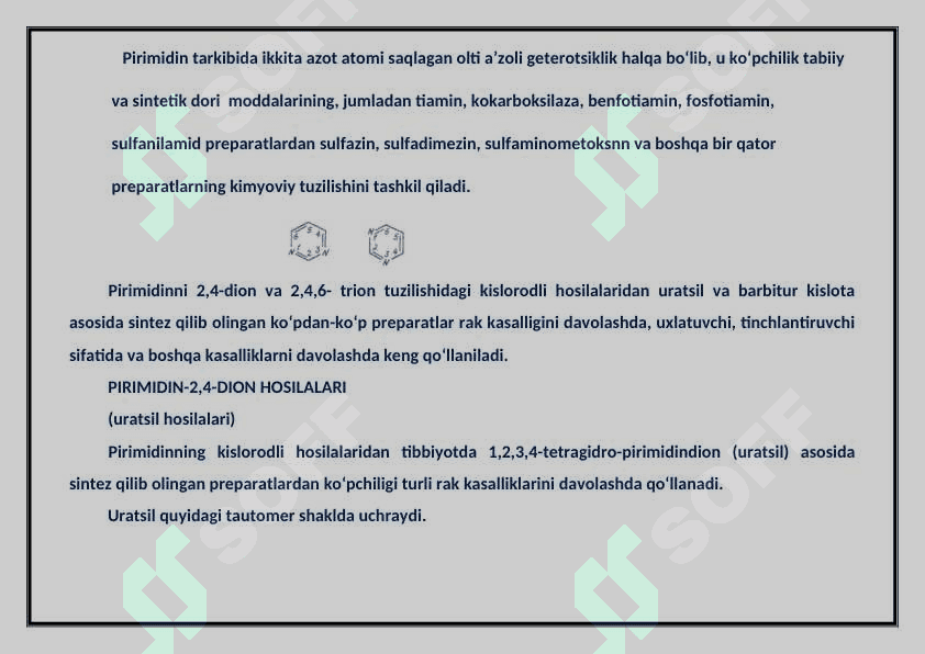 Pirimidin 2.4-dion guruxiga kirgan dori vositalari 2