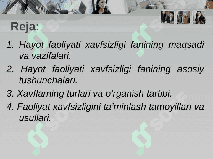 Hayot faoliyati xavfsizligi faniga kirish 2