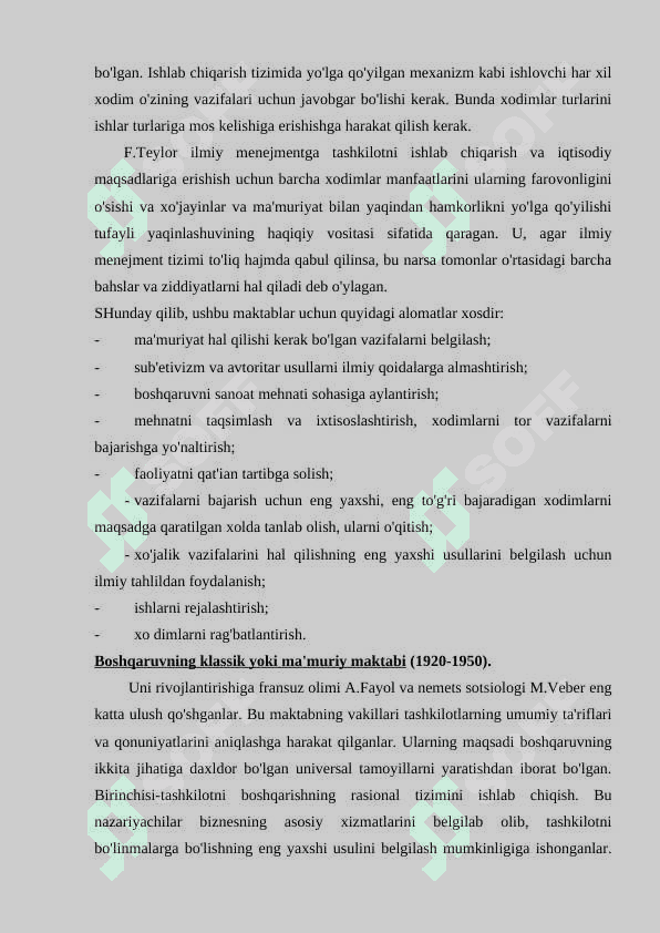 Menejmentning rivojlanish tarixi va zamonaviy holati. 8
