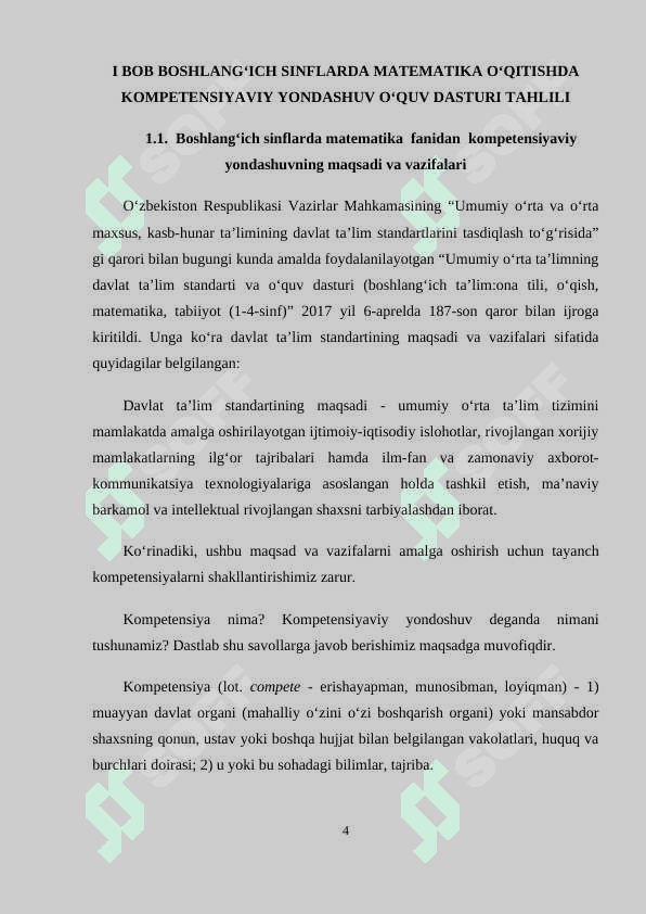 BOSHLANG‘ICH SINFLARDA MATEMATIKA O‘QITISHDA KOMPETENSIYAVIY YONDASHUV 4