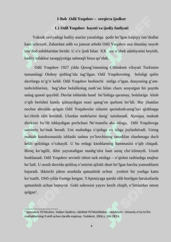 Odil Yoqubov asarlarida maʼnaviyat masalasi - bosh pafos sifatida 4