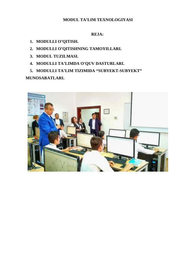 MODUL TA’LIM TEXNOLOGIYASI 1