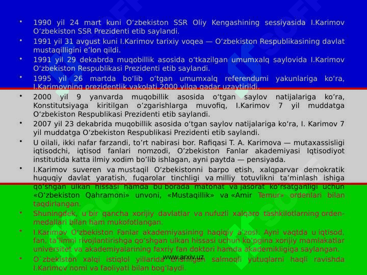 ISLOM ABDUG’ANIYEVICH KARIMOV 3