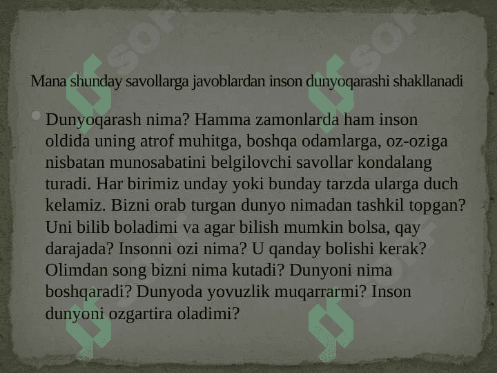 Dunyoqarashning mohiyati, tuzilishi va asosiy funksiyalari ppt slayd 3