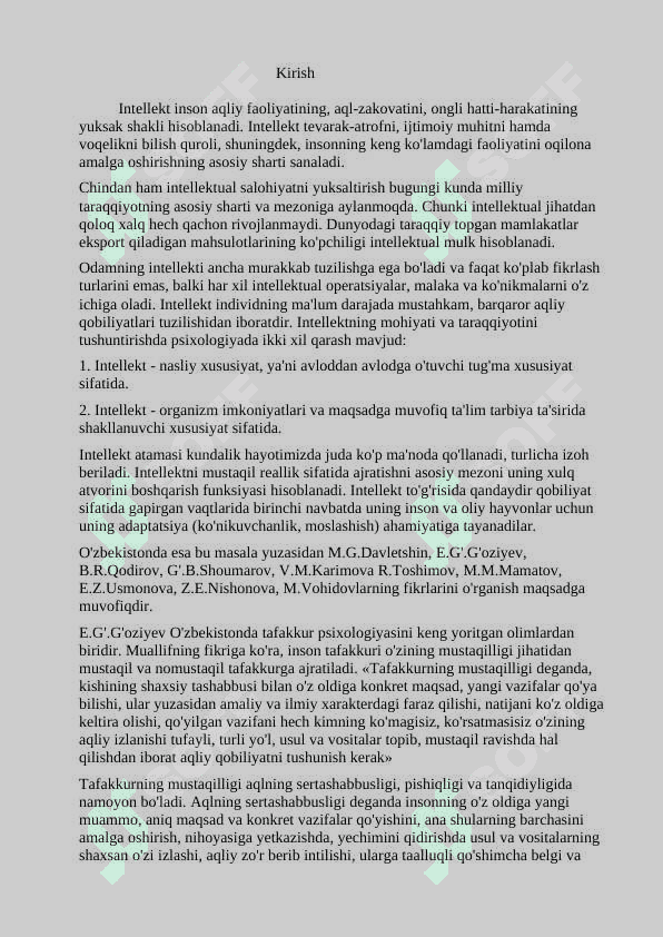 Aqliy harakatlar va intelektual faollikning egallanishi 3