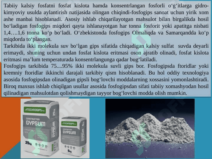 Gips bog‘lovchi moddalar 4