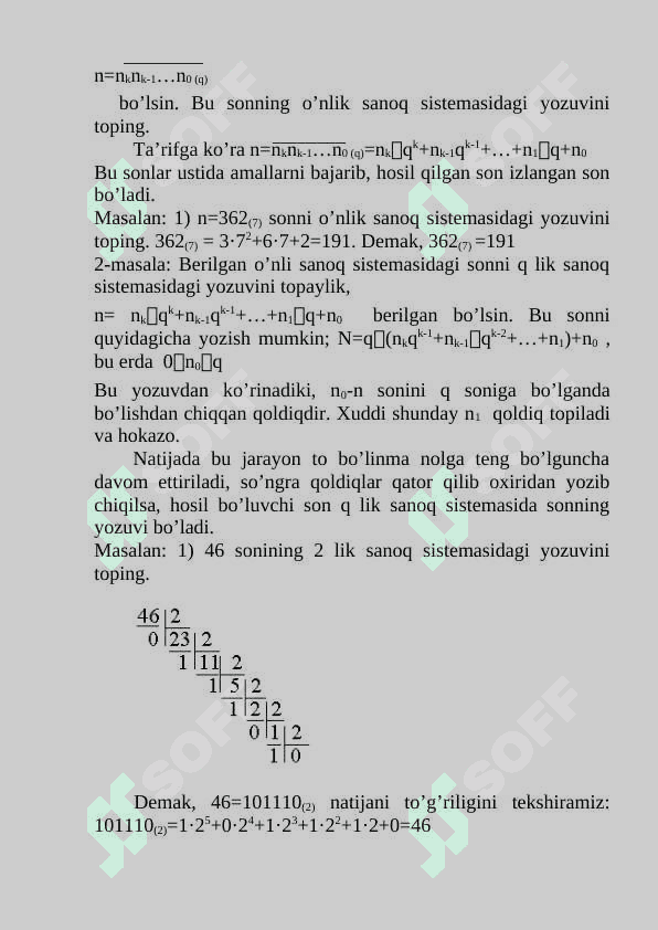 Sanoq sistemalari va ular ustida amallar 6