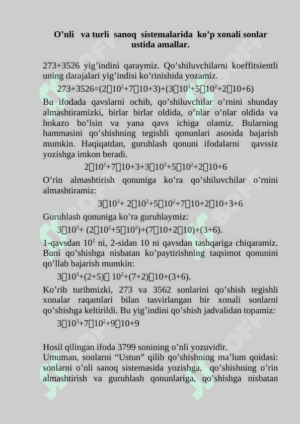 Sanoq sistemalari va ular ustida amallar 7