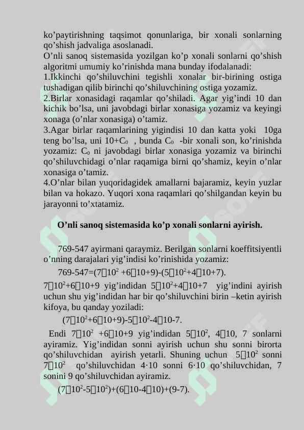 Sanoq sistemalari va ular ustida amallar 8