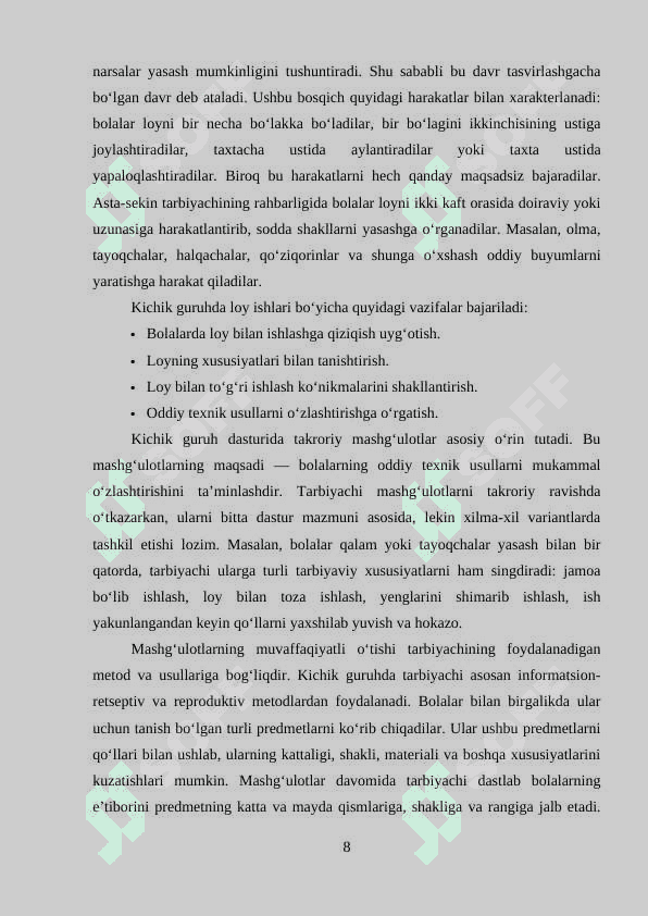 Kichik guruh bolalarini loydan buyum yasashga o‘rgatish 7
