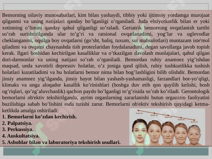 Qariyalar salomatligining hususiyatlari 3