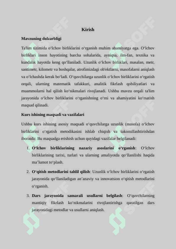 Uzunlik (masofa)o‘lchov birliklarini o‘rgatish metodikasi 2