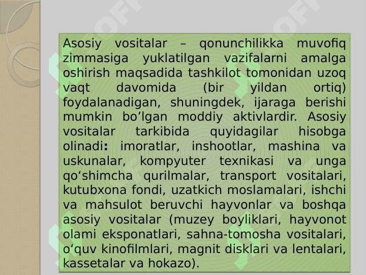 Asosiy vositalar va nomoddiy aktivlar hisobi 2