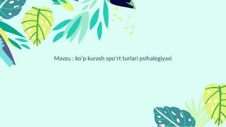 koʻp kurash spoʻrt turlari psihalogiyasi 1