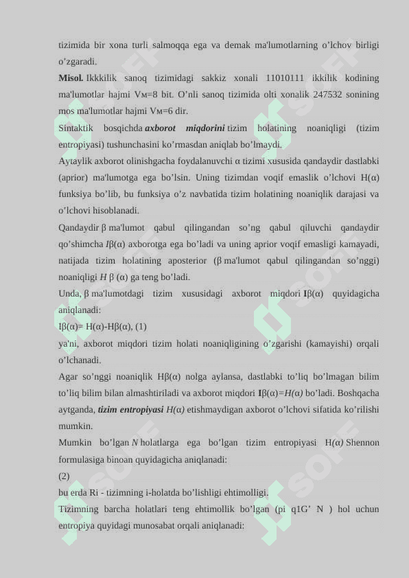 Axborot, uning turlari, xususiyatlari va oʻlchov birliklari 8