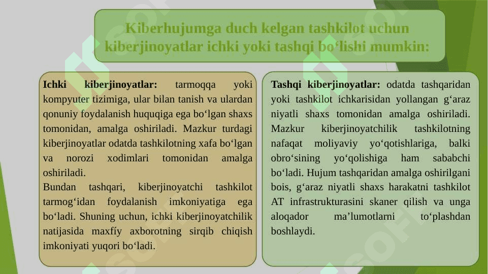 Kiberxavfsizlik asoslari fanidan “Kiberjinoyatchilik, kiberqonunlar va kiberetika” 3