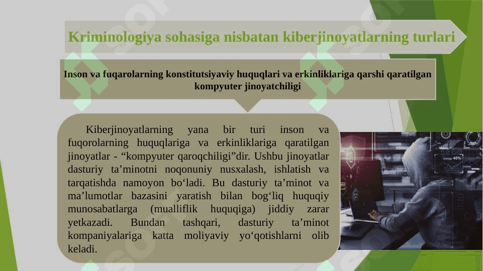 Kiberxavfsizlik asoslari fanidan “Kiberjinoyatchilik, kiberqonunlar va kiberetika” 6