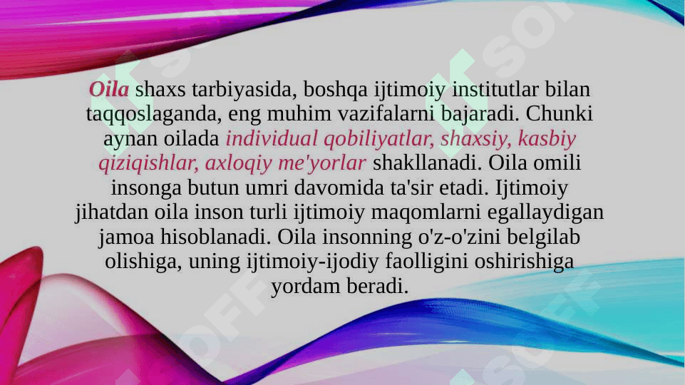 YOSH OILANING VUJUDGA KELISHI VA UNING VAZIFALARI. YOSH OILANING SHAKLLANISH BOSQICHLARI 2