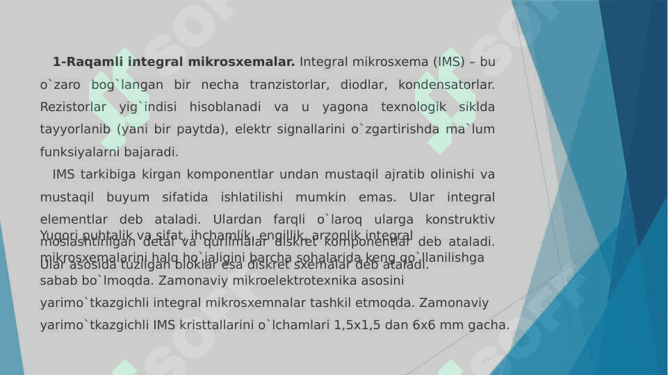 Raqamli integral mikrosxemalari sxemotexnikasi.Raqamli texnika asoslari 2