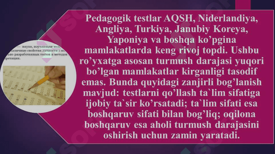 TEST MAQSADLARI, TEST FUNKSIYALARI VA TURLARI. 6