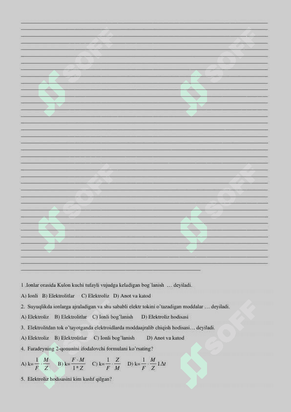 8-sinf Nazorat ishi va Laboratoriya ishi 8