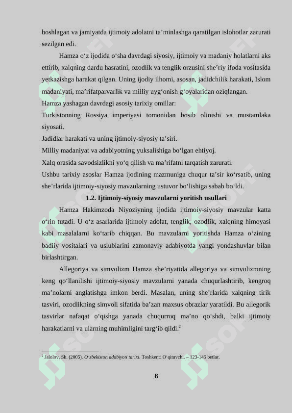 «Hamzaning ijtimoiy-siyosiy lirikasi” 8