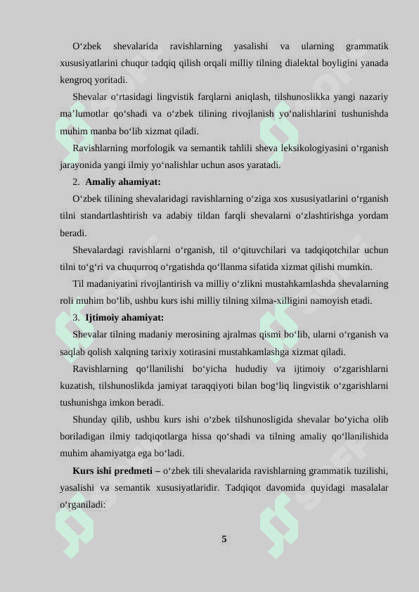 O‘zbek shevalarida ravish va uning yasalishi 5